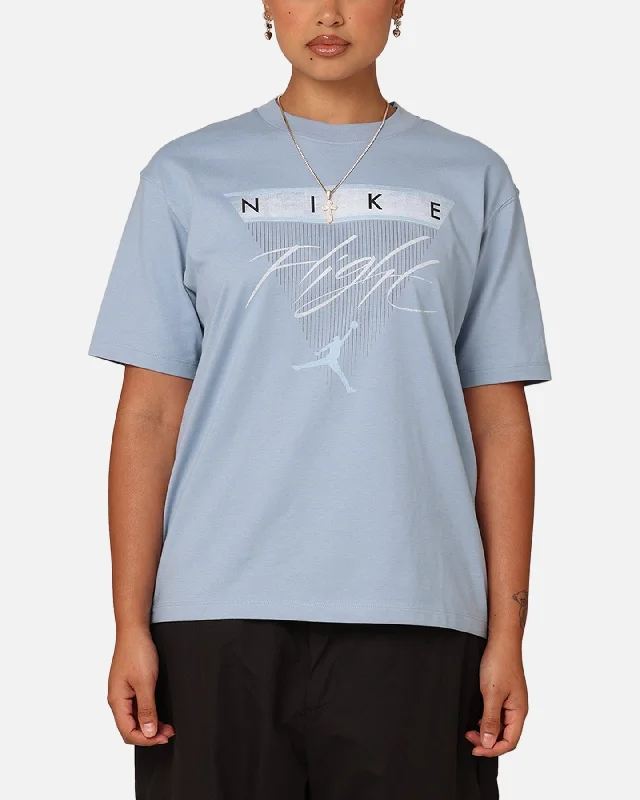 Jordan Women's Flight Heritage Graphic T-Shirt Blue Grey/Ice Blue Cotton Fabric Linen Fabric Terry Fabric