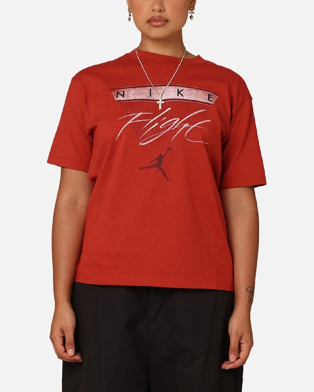 Jordan Women's Flight Heritage Graphic T-Shirt Dune Red/Dusty Rayon Fabric Velvet Fabric Corduroy Fabric