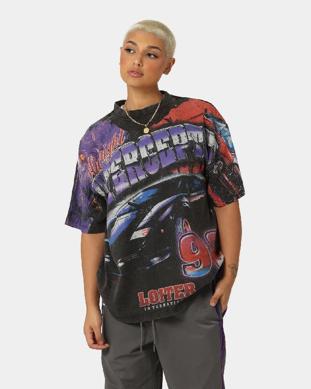 Loiter Interceptor Vintage T-Shirt Vintage Black Zippered Front Buttoned Front Snap Front