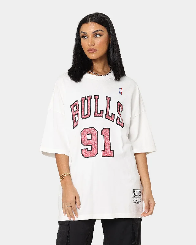 Mitchell & Ness Chicago Bulls Dennis Rodman #91 N & N Oversized T-Shirt Vintage White Jersey Fabric Tulle Fabric Batik Fabric