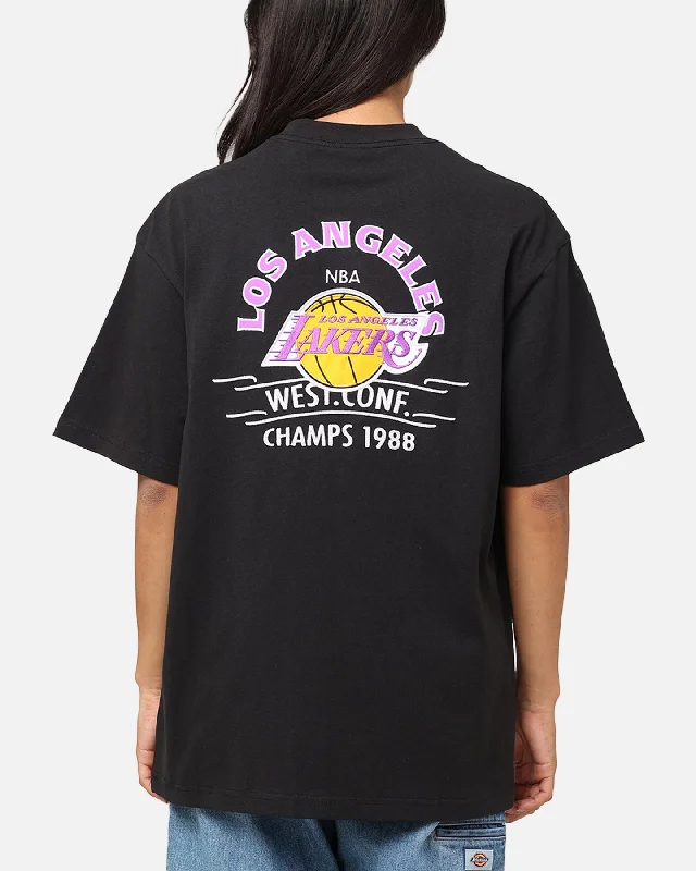 Mitchell & Ness Los Angeles Lakers Arch T-Shirt Faded Black Graphic Embroidered Appliqued
