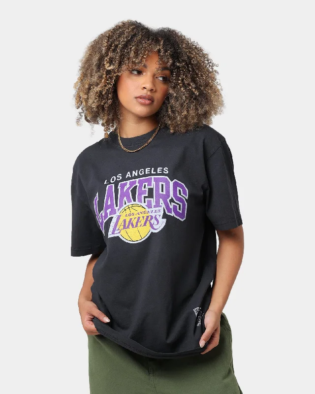Mitchell & Ness Los Angeles Lakers Vintage Arch Short Sleeve T-Shirt Black Chenille Blend Fleece Blend Nylon Blend