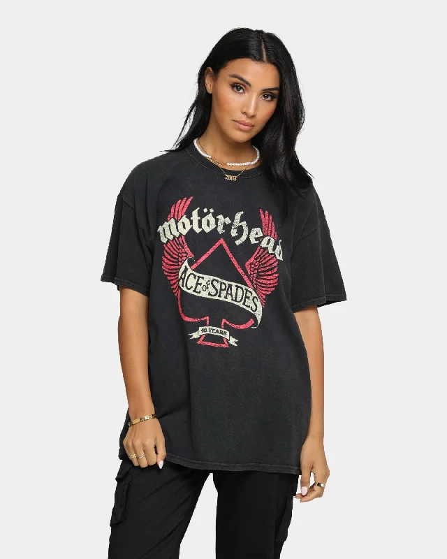 MOT Win Some Lose Some Vintage T-Shirt Black Wash Notch Collar Peter Pan Collar Cowl Neck