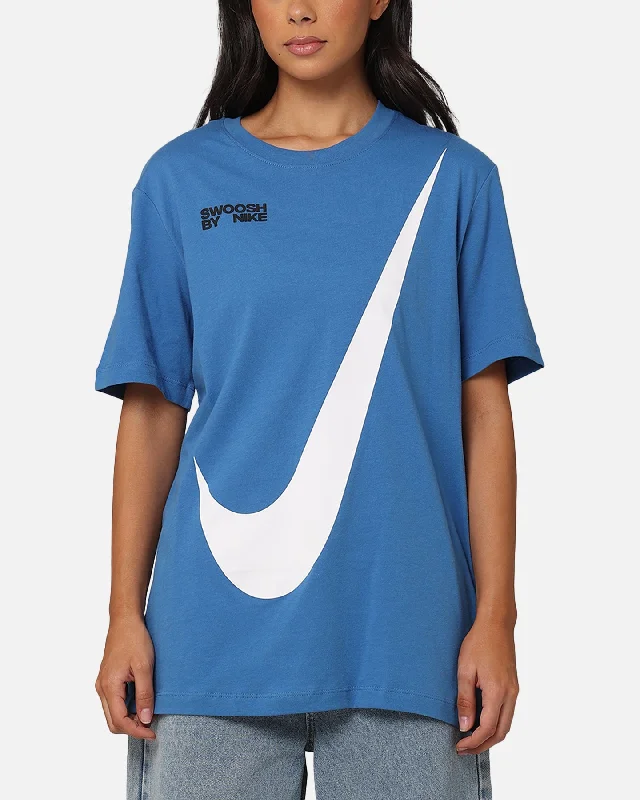 Nike Sportswear Big Swoosh T-Shirt Star Blue Fleece Fabric Down Fabric Feather Fabric
