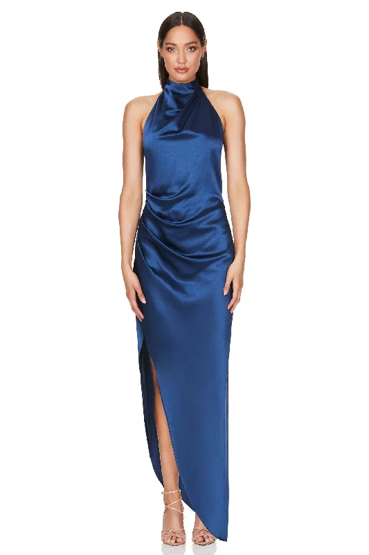 NOOKIE Amelia Halter Gown (Midnight) - RRP $299 Halter Neckline Beach