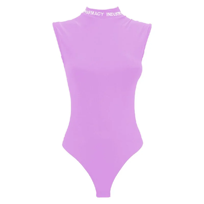 Purple Nylon Tops & T-Shirt Print Jacquard Patchwork