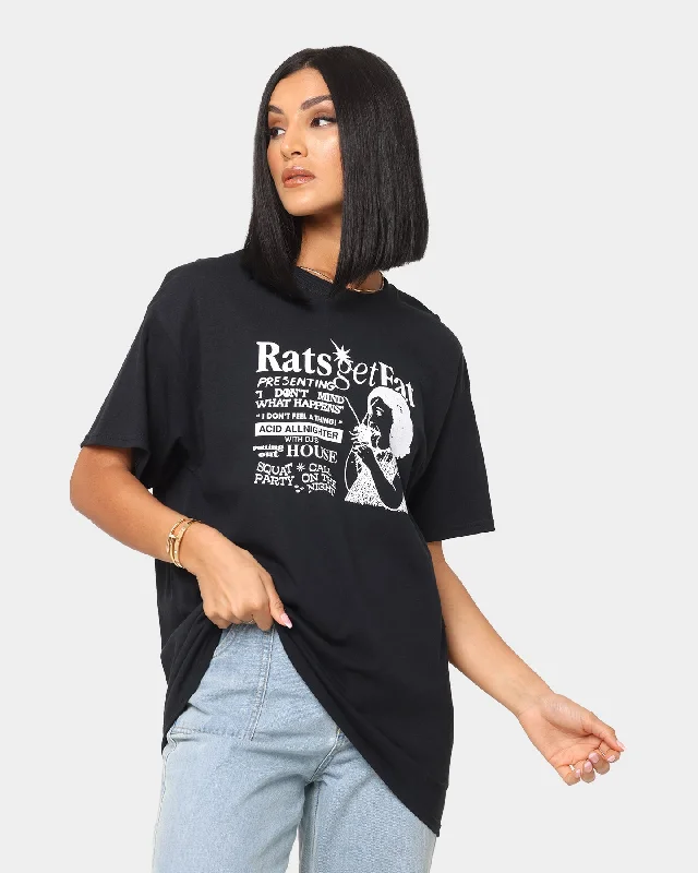 Rats Get Fat Acid All Nighter T-Shirt Black Zippered Buttoned Snapped