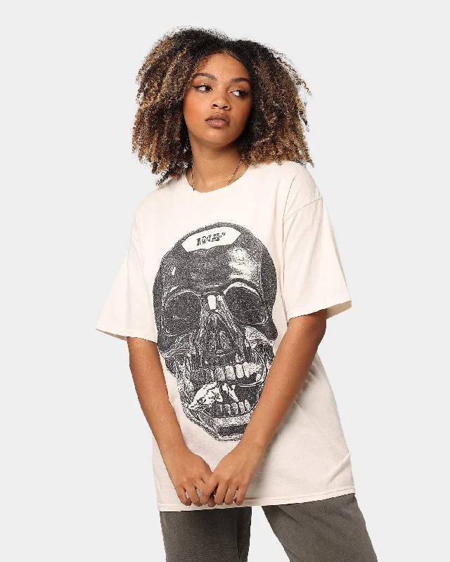 Rats Get Fat Skull Vintage T-Shirt Off White Solid Color Striped Floral