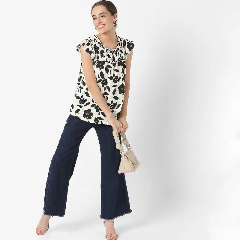 Regular Fit Printed T-Shirt Satin Blend Silk Blend Wool Blend