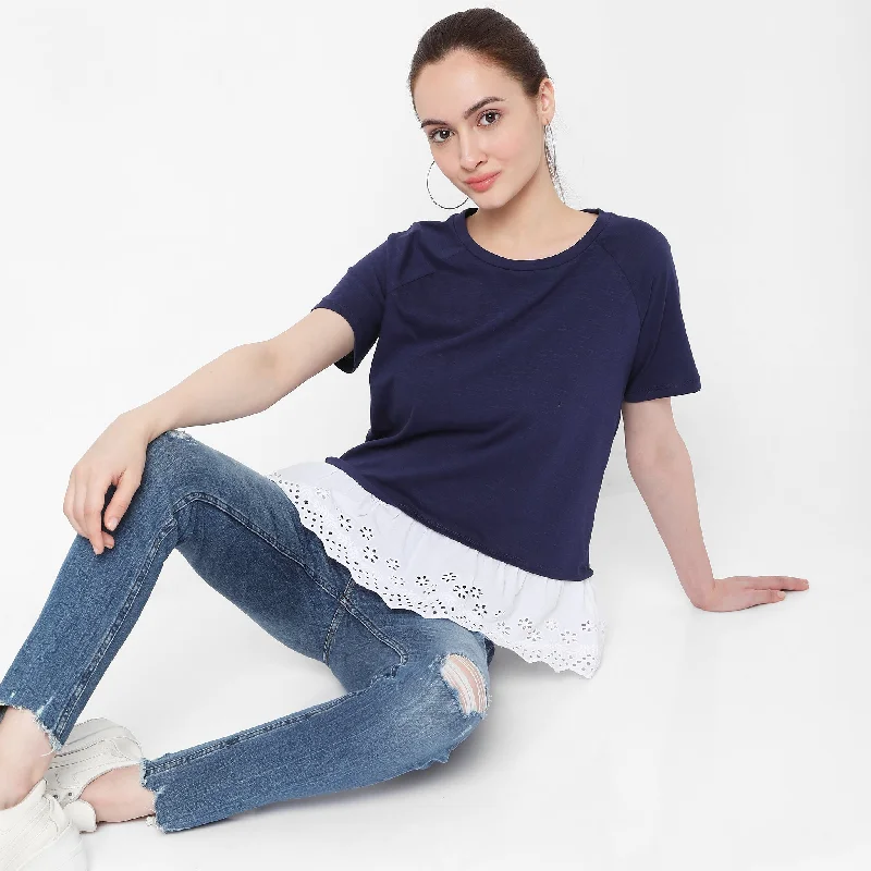 Regular Fit Solid T-Shirt Anti-Pilling Machine Wash Handmade