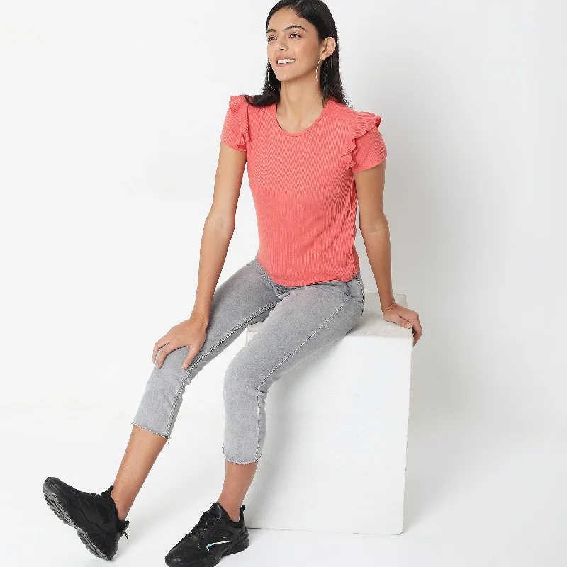 Regular Fit Solid T-Shirt V-Neck T-Shirt Long Sleeve Cotton