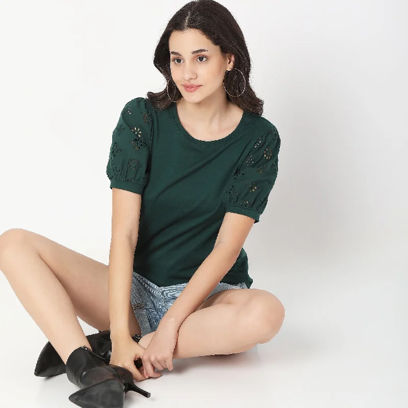 Regular Fit Solid T-Shirt Polka Dot Checkered Tartan