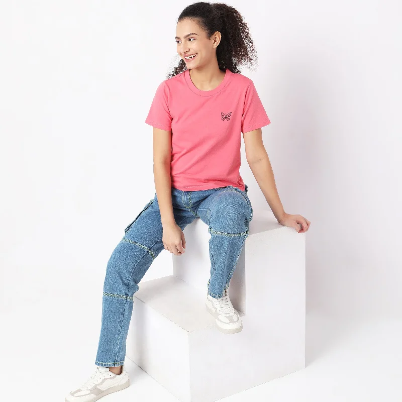 Regular Fit Solid T-Shirt Polka Dot Checkered Tartan