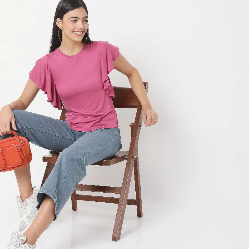 Regular Fit Solid T-Shirt Layered Multi-layer Single Layer