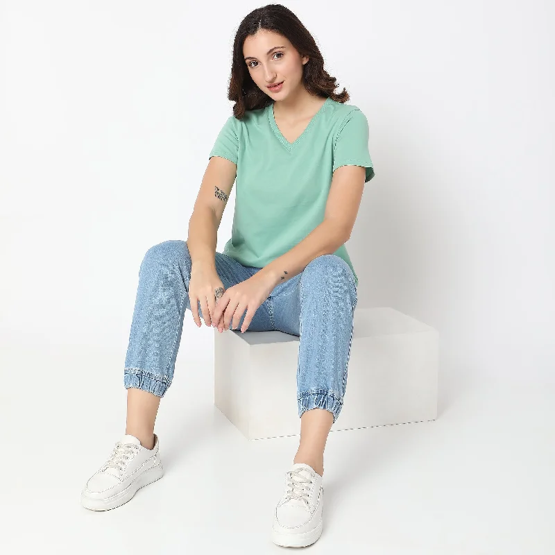 Regular Fit Solid T-Shirt Handmade Hand-knitted Hand-woven