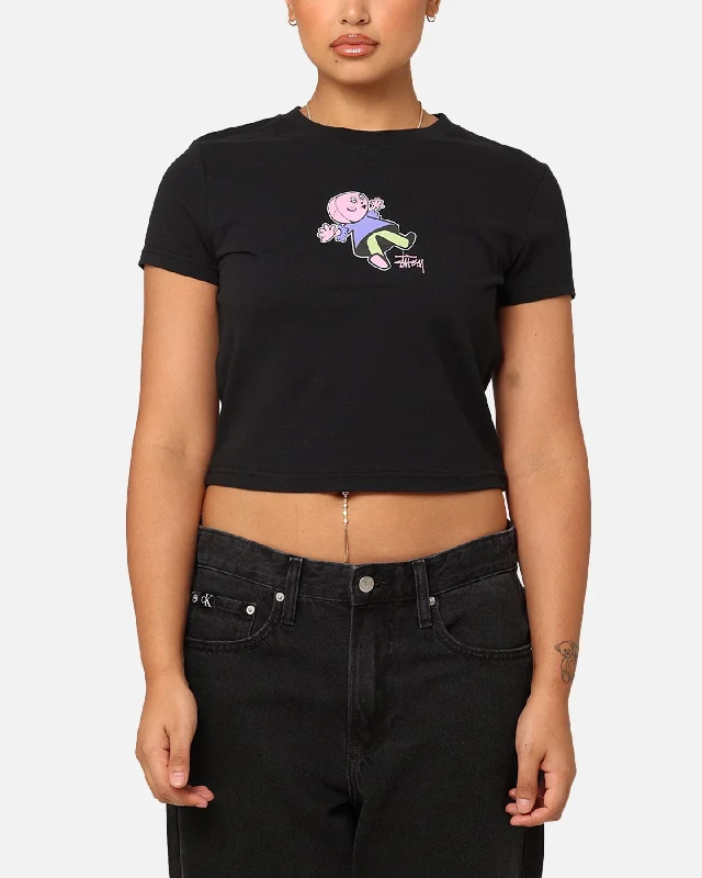 Stüssy Women's Dollie Slim T-Shirt Black Hooded Caped Shawl Collar