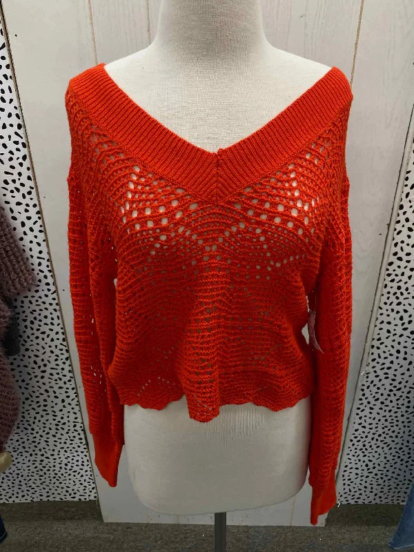 525 America Red Womens Size Small Sweater Mesh Blend Leather Blend Suede Blend
