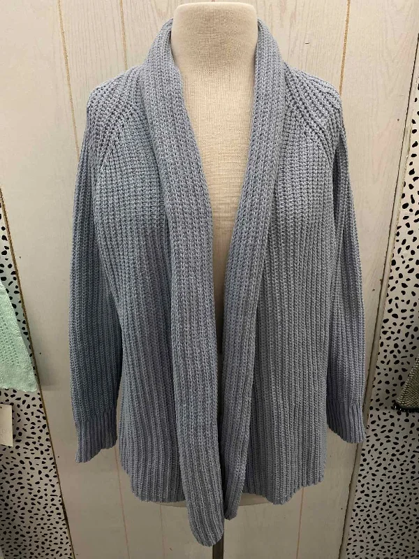 A New Day Blue Womens Size M Sweater Striped Floral Plaid