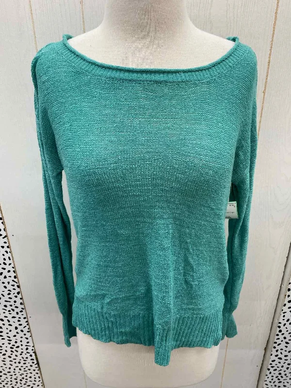 ABS Teal Womens Size Small Sweater Chenille Brocade Lace