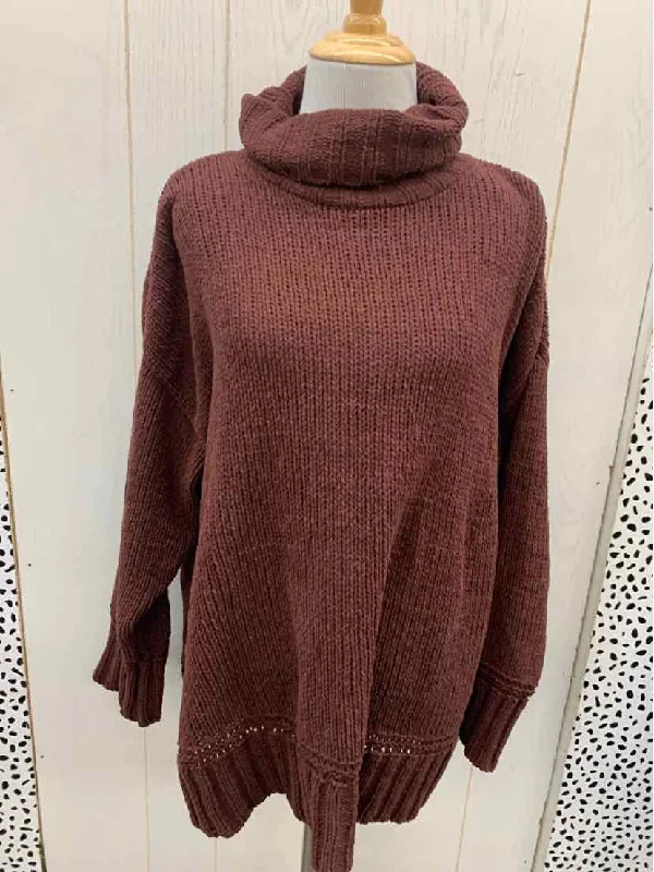 AERIE Burgundy Womens Size Small Sweater Graphic Sweater Embroidered Appliqued