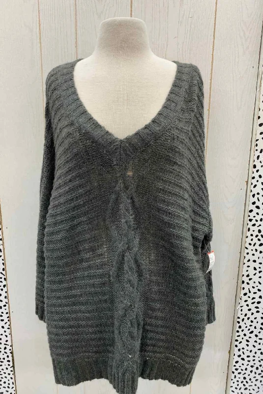American Eagle Gray Womens Size M Sweater Neon Metallic Matte