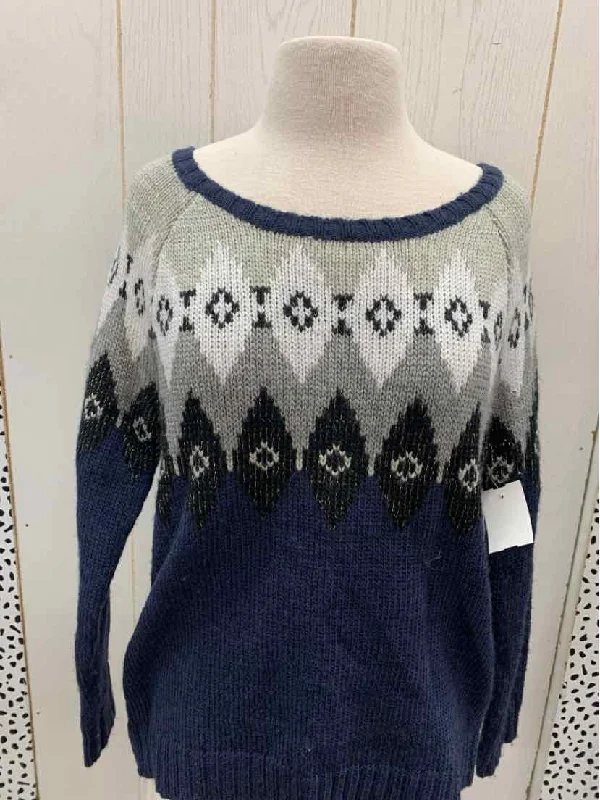 American Eagle Gray Womens Size Small Sweater Embroidered Appliqued Beaded