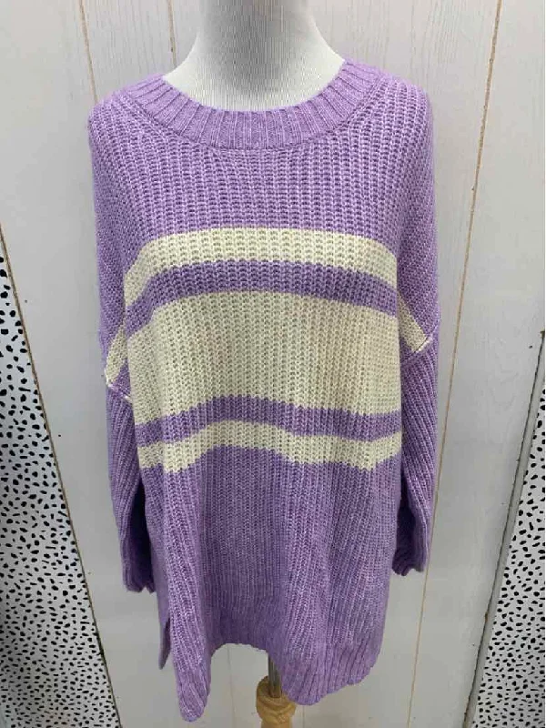 American Eagle Purple Womens Size Small Sweater Embroidered Appliqued Beaded