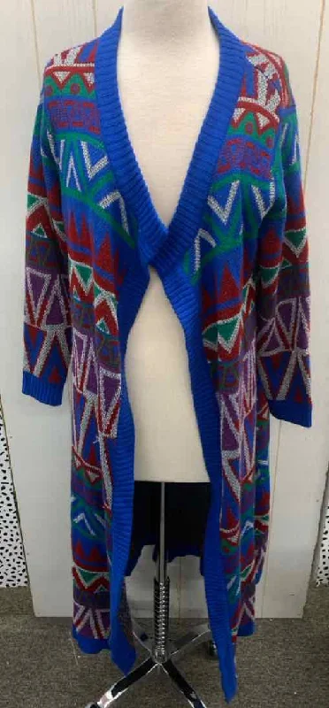 Ashro Multi-Color Womens Size M Sweater Hooded Sweater Collared Sweater Shawl Collar
