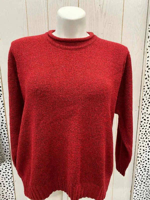 Basic Editions Red Womens Size 1X Sweater Front Pockets Side Pockets Patch Pockets