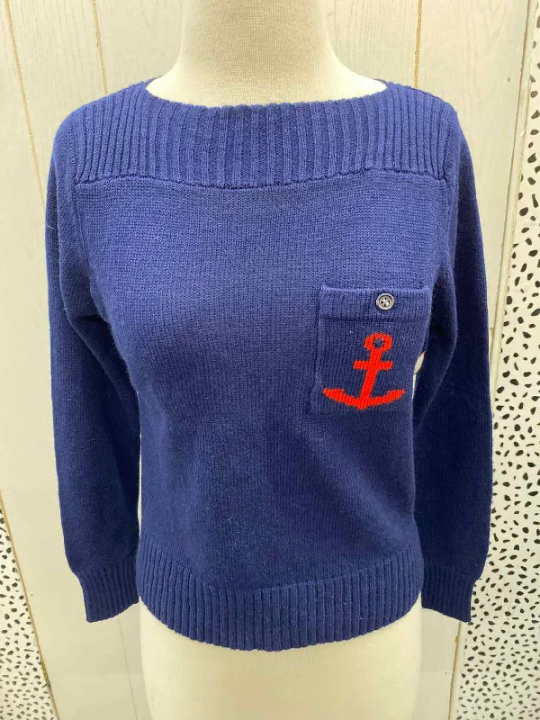 Bobbie Brooks Navy Womens Size Small Sweater Bright Pastel Dark
