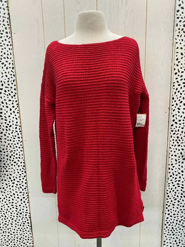 Calvin Klein Red Womens Size M Sweater Velvet Chenille Corduroy