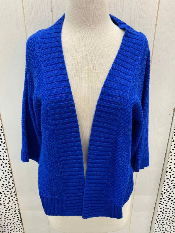 Chico's Blue Womens Size M Sweater Print Jacquard Patchwork