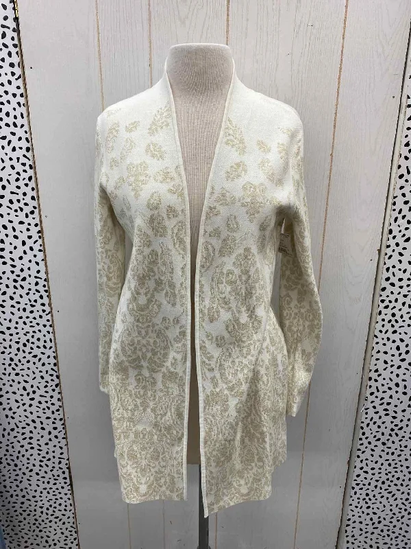 Chico's Cream Womens Size Small Sweater Toggled Drawstring Belted