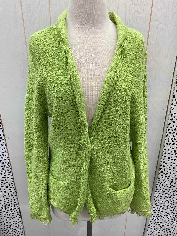 Chico's Green Womens Size M Sweater Zippered Buttoned Snapped