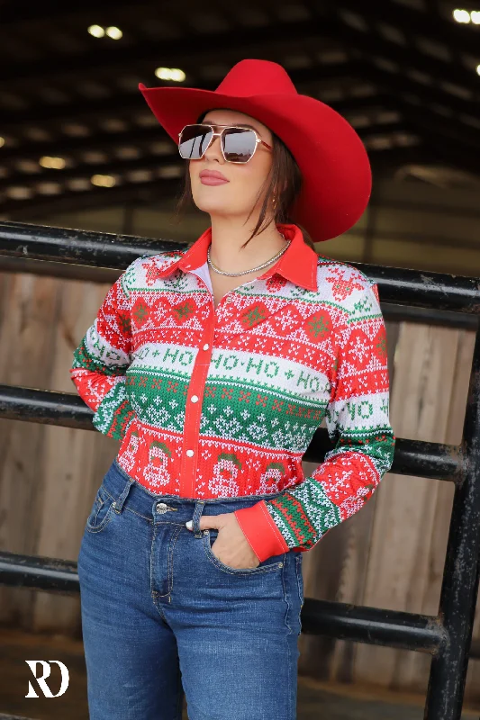CHRISTMAS SWEATER PERFORMANCE RODEO SHIRT (ADULT) Solid Color Striped Floral Print