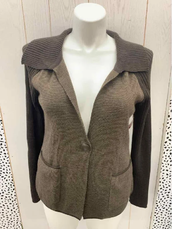 Coldwater Creek Brown Womens Size L/XL Sweater Turtle Neck Boat Neck Asymmetrical Neck
