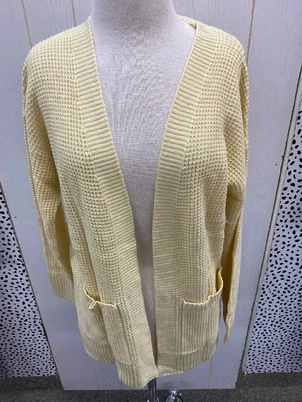 Cream Womens Size M Sweater Mesh Sweater Canvas Denim