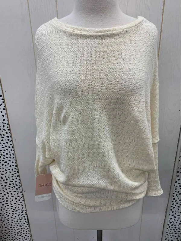 Cream Womens Size Small Sweater Fitted Slim Tailored