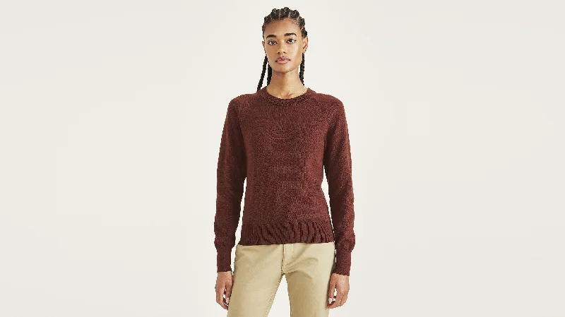 Crewneck Sweater, Classic Fit Wool Fabric Cashmere Fabric Tweed Fabric