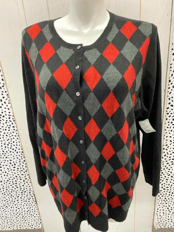 Croft & Barrow Black Womens Size 3X Sweater Silk Blend Satin Velvet