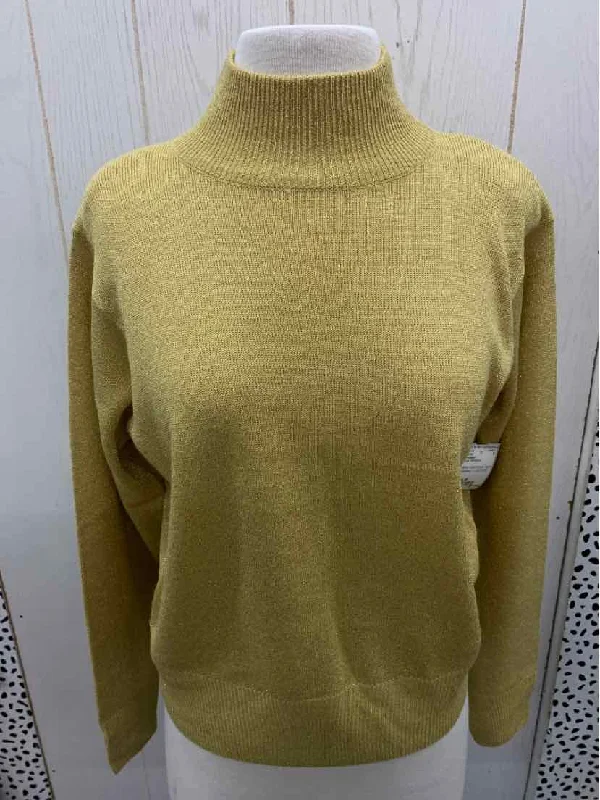 Dressbarn Gold Womens Size M Sweater Hooded Caped Shawl Collar