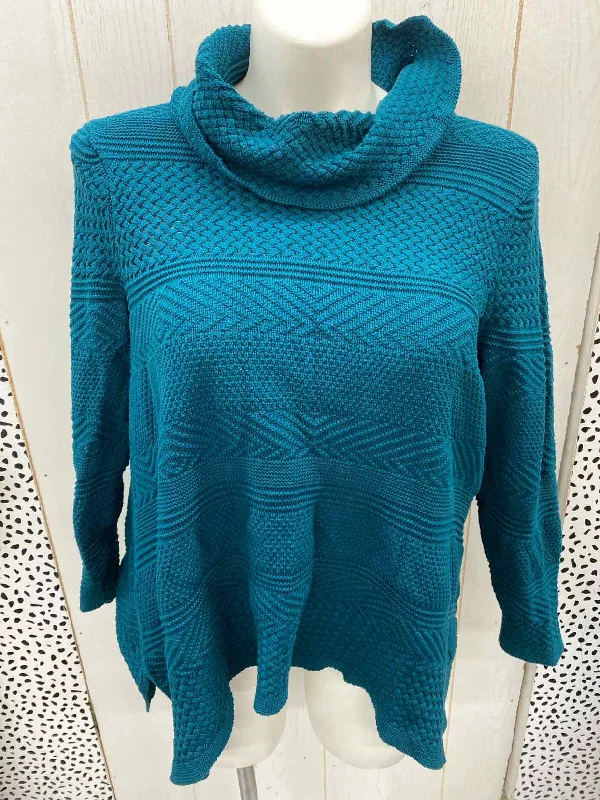 eight eight eight Teal Womens Size XL Sweater Rayon Fabric Velvet Fabric Corduroy Fabric