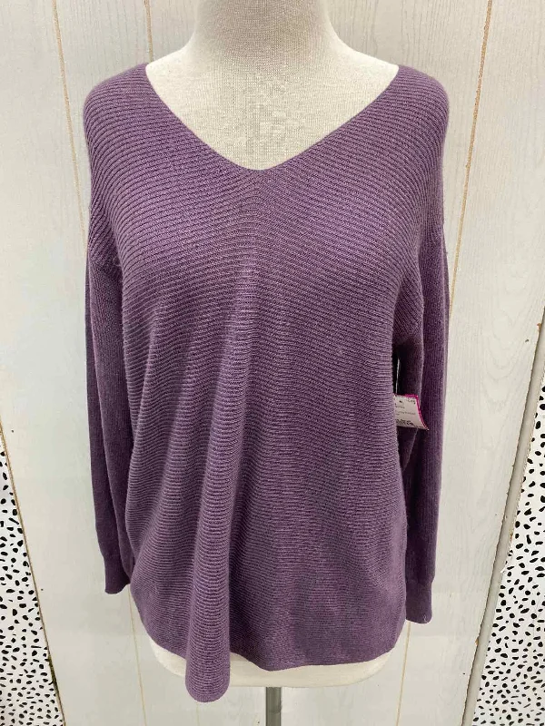 Ella Moss Purple Womens Size Small Sweater Cashmere Blend Cotton Blend Poly Blend