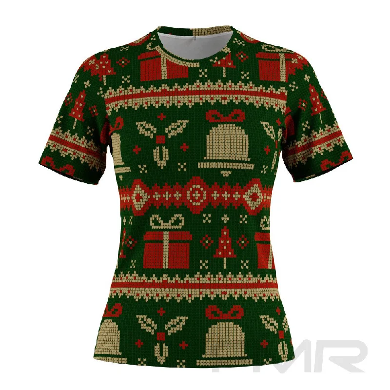 FMR Women's Green Ugly Sweater  Short Sleeve Shirt Spandex Blend Rayon Blend Denim Blend