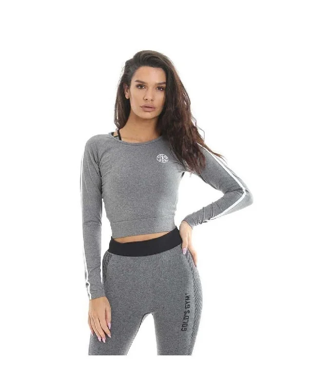 Gold's Gym Cropped Sweater Grey Herringbone Houndstooth Plaid