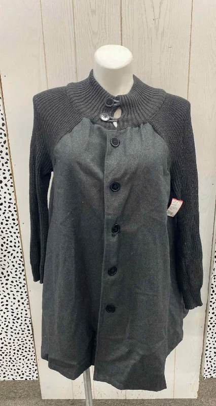 Gray Womens Size L Sweater Solid Print Embellished