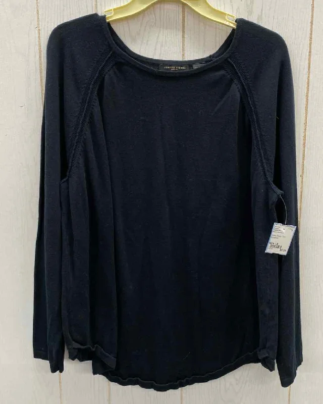 Jeanne Pierre Black Womens Size 1X Sweater Handmade Hand-knitted Hand-woven