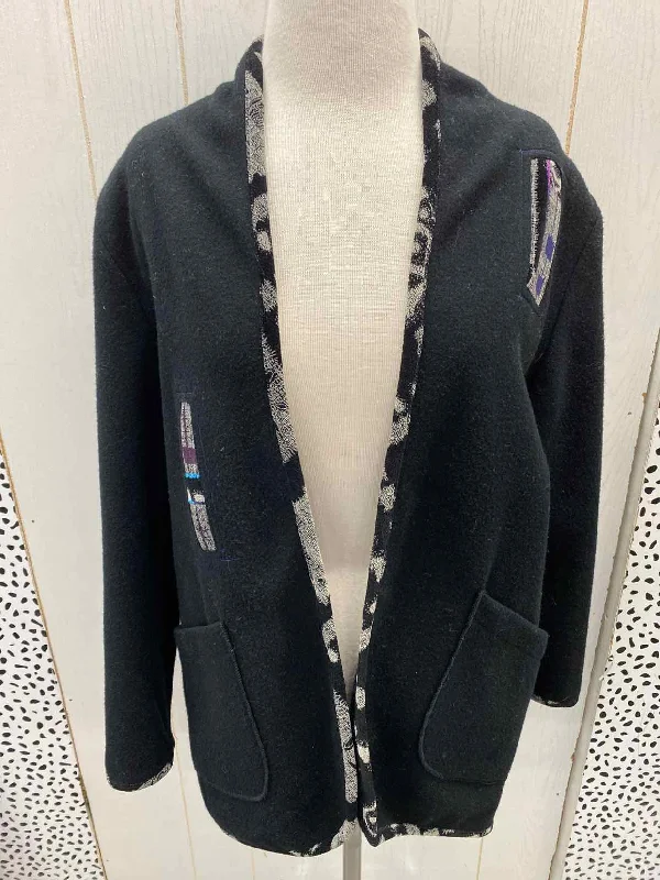 Kd Spring Black Womens Size XS/S Sweater Houndstooth Herringbone Solid