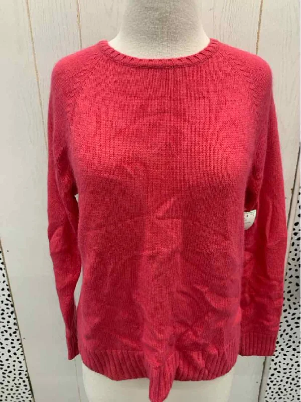Lands End Pink Womens Size M Sweater Seamless Knitted Crochet