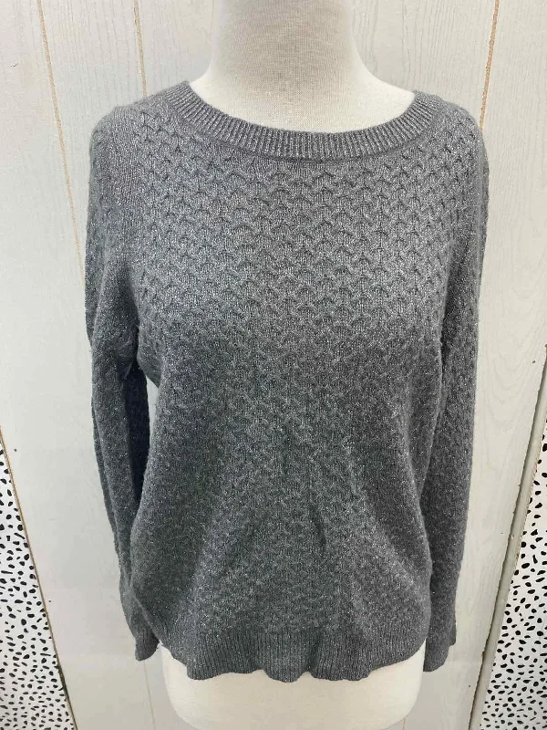 LOFT Gray Womens Size M Sweater Toggled Drawstring Belted